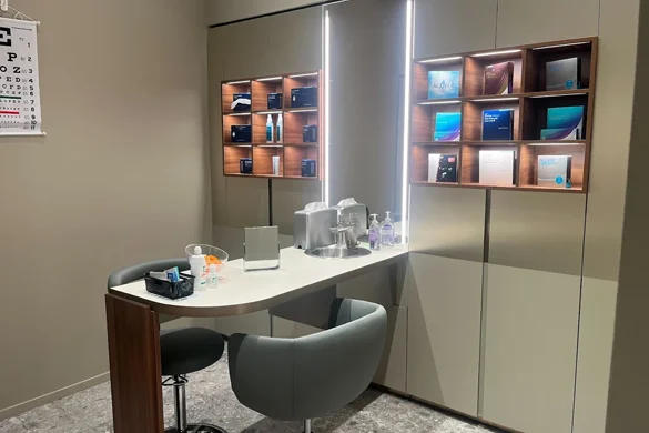 A contact lens fitting area at Dallas Eyes Now