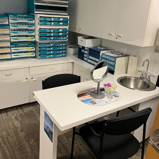 A contact lens fitting area at Hurst Eyes Now
